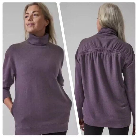 Athleta Tops - ATHLETA Balance Cinch Turtleneck Sweatshirt Crocus Violet Tunic Athleisure L
